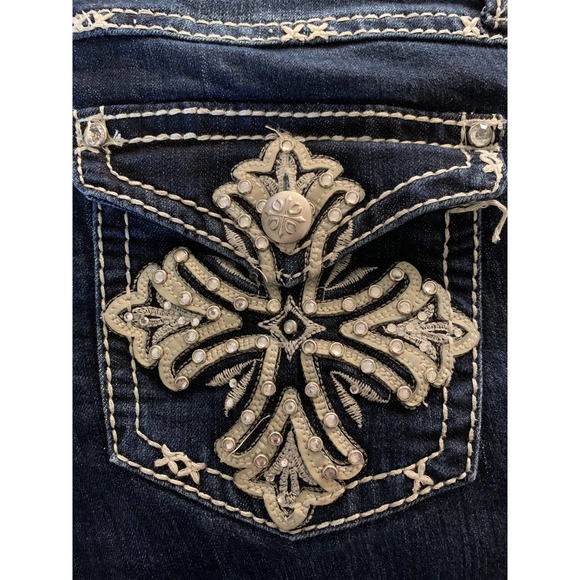 LOVE INDIGO PREMIUM Womens Capri Denim Jeans SIZE 12 Blue Cotton Poly Spandex - Picture 9 of 9